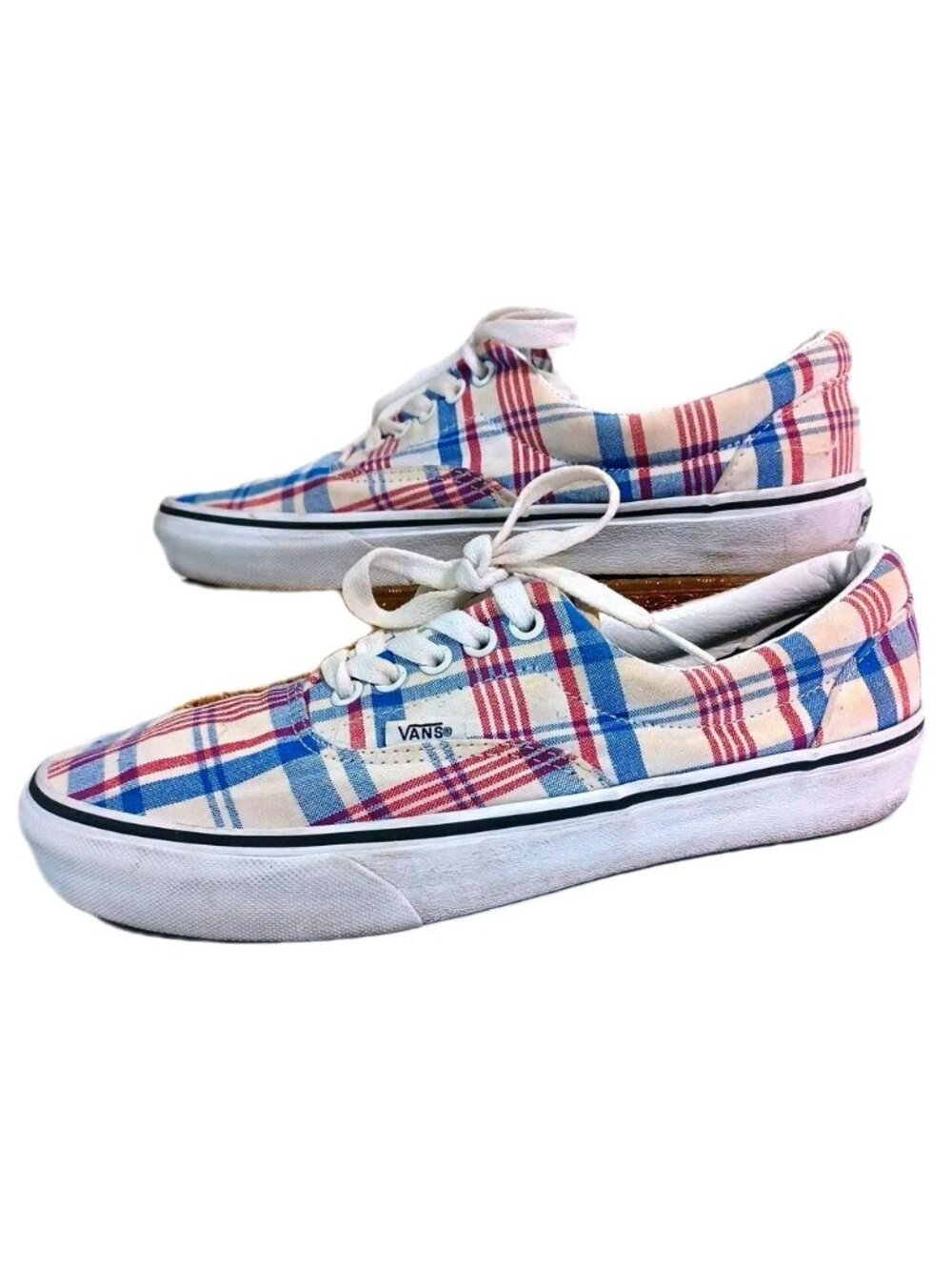 Vans Patriotic Plaid Red White Blue 4th Of July Sneakers Men 8 Women 9.5